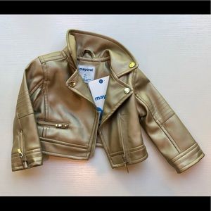 NWT Mayoral, Baby 6M gold faux-leather jacket.